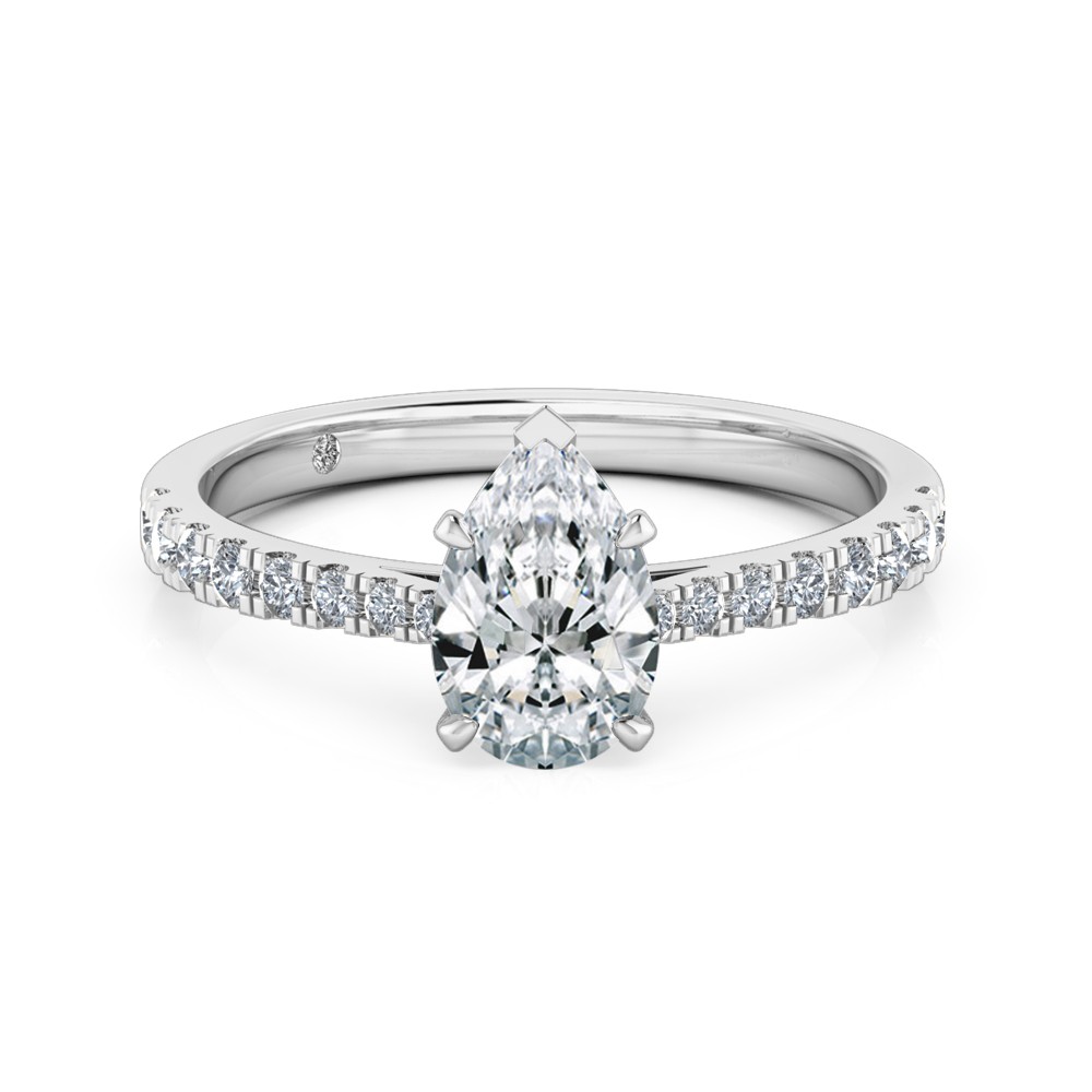 Pear Cut Diamond Band Diamond Engagement Ring Platinum