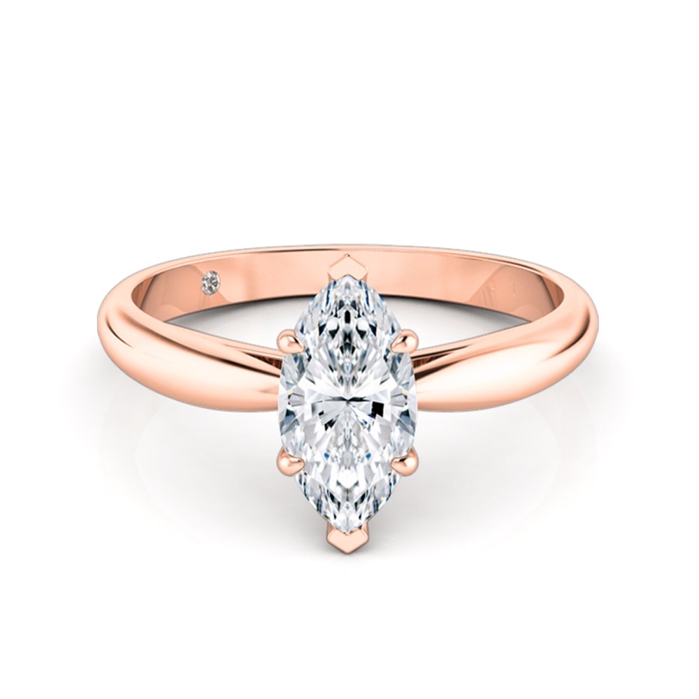 Marquise Cut Solitaire Diamond Engagement Ring 18K Rose Gold