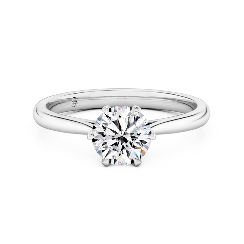 Round Cut Solitaire Diamond Engagement Ring 18K White Gold