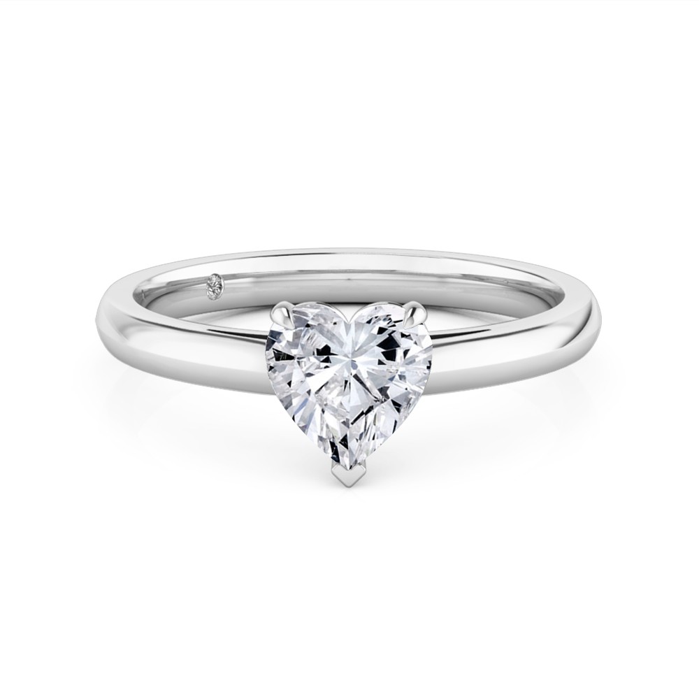 Heart Cut Solitaire Diamond Engagement Ring Platinum