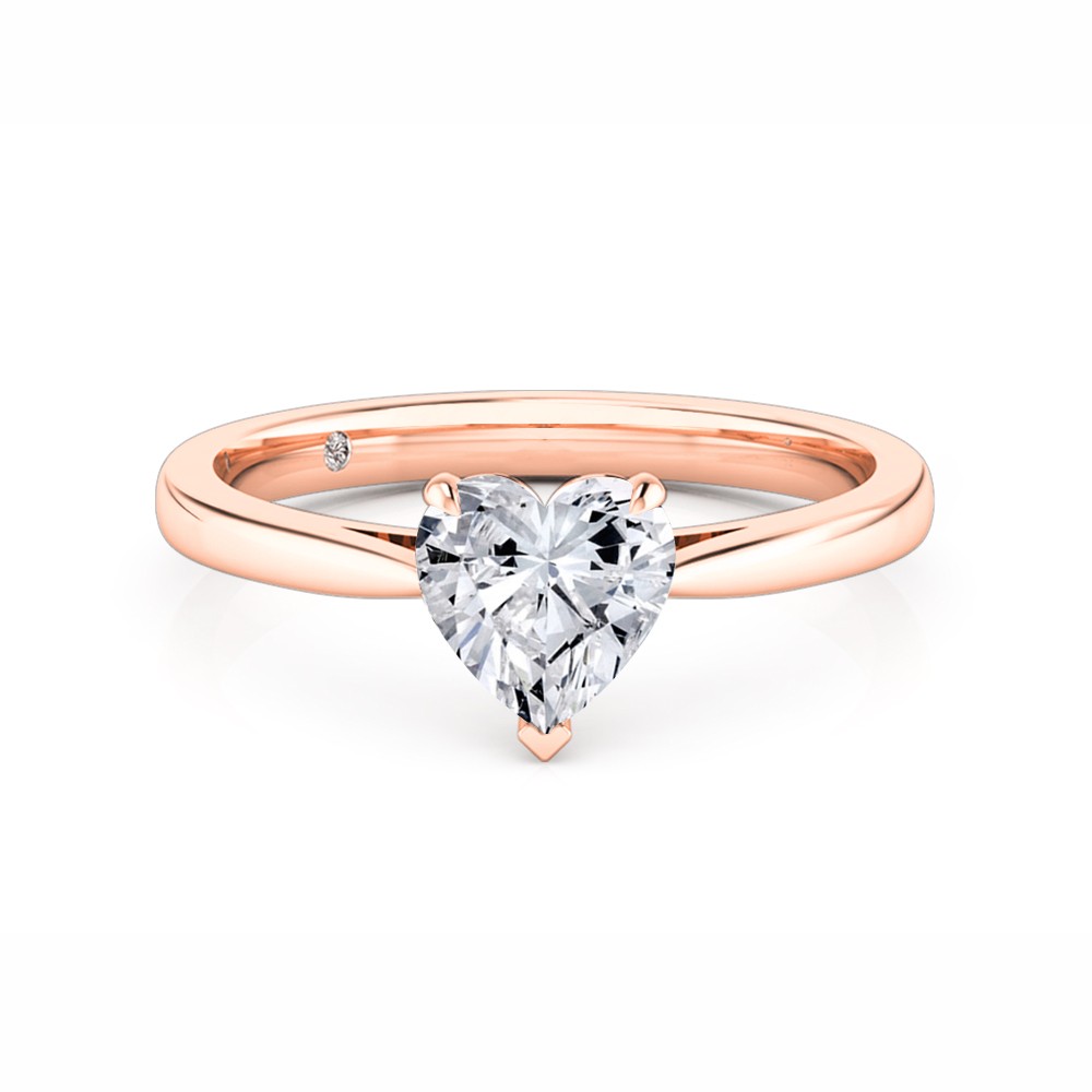 Heart Cut Solitaire Diamond Engagement Ring 18K Rose Gold