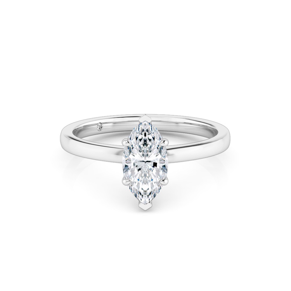 Marquise Cut Solitaire Diamond Engagement Ring 18K White Gold
