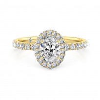 Oval Cut Halo Diamond Engagement Ring 18K Yellow Gold