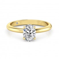 Oval Cut Solitaire Diamond Engagement Ring 18K Yellow Gold